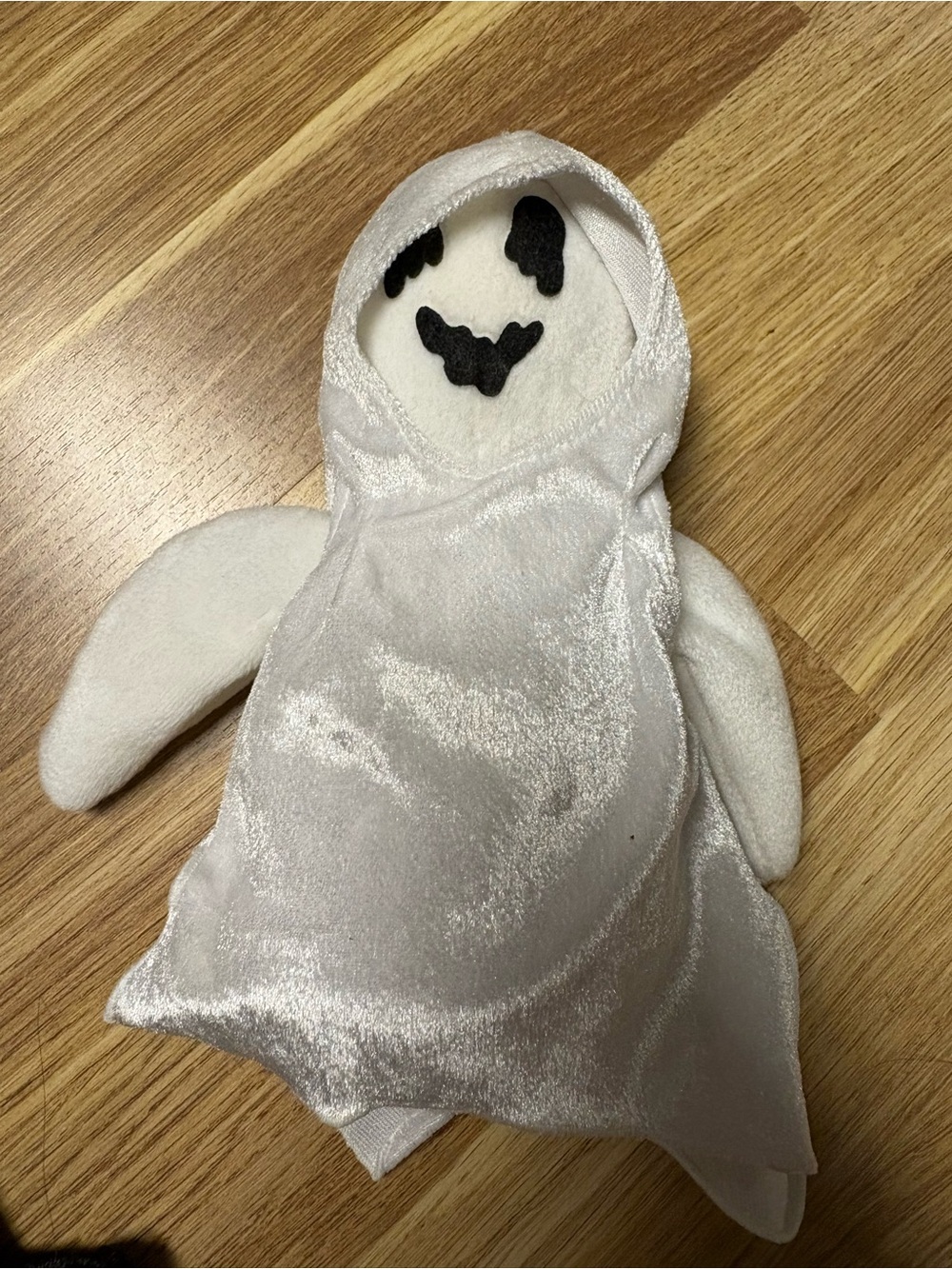 Ty beanie White Plush Ghost Hand with Black Face Details
